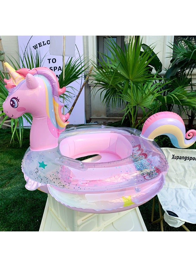 TAPIT Unicorn Inflatable Pool Float with Glitters Gradient Pink Swimming Ring Summer Outdoor Water Lounge Raft Fun Beach Floaties Vinyl Swim Floaty Pool Toys for Kids and Adults - Image 3
